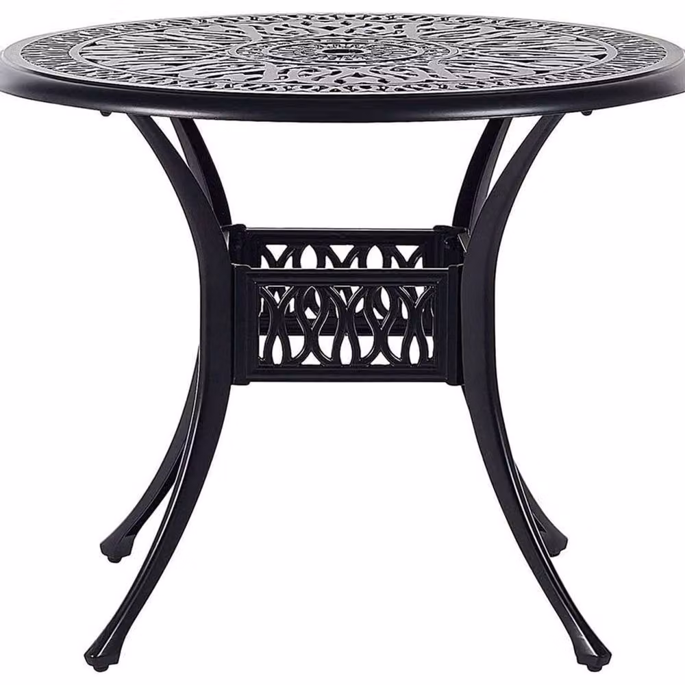 Wyld and Coco Round Aluminium Dining Table in Black Vintage, Diameter: 90 cm, Height: 72 cm – 2