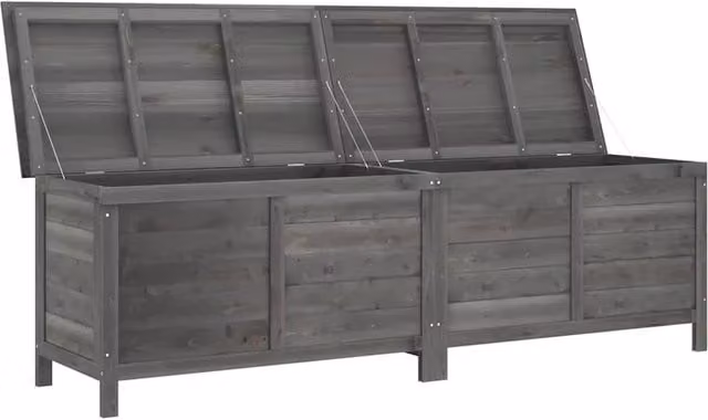 Berkfield Home Garden Storage Box in Anthracite Grey, Solid Fir Wood, W/D/H: 198.5 x 50 x 56.5 cm