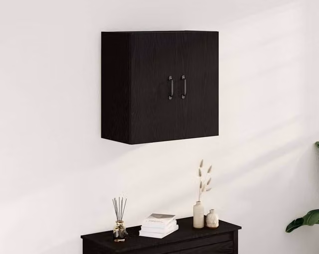 Berkfield Home Black Oak Wall Cabinet with Hinged Doors, W/D/H: 60 x 31 x 60 cm – 1