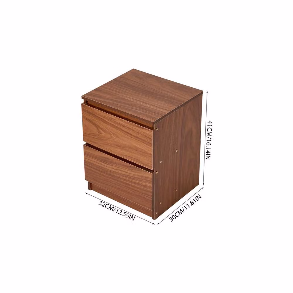 KORVIXA Small Bedside Table with 2 Drawers in Walnut Brown – 2