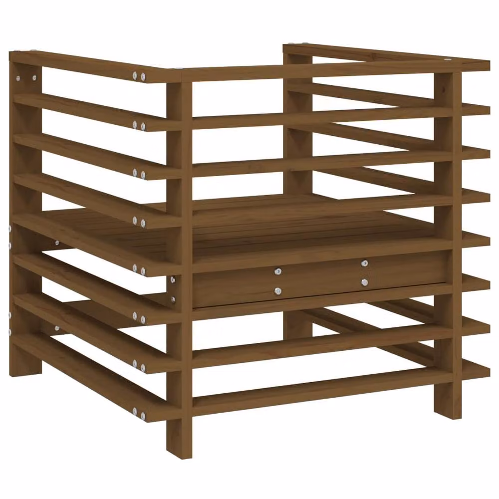 Berkfield Home Set of 2 Rustic Garden Chairs in Honey Brown Solid Pine Wood – 5