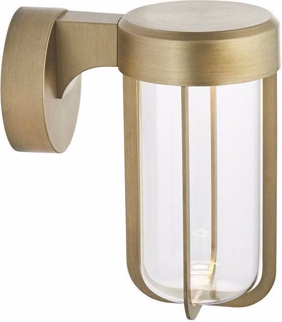 Netlighting BENEVENTO Contemporary Outdoor LED Glass Wall Lamp in Gold and Transparent Glass