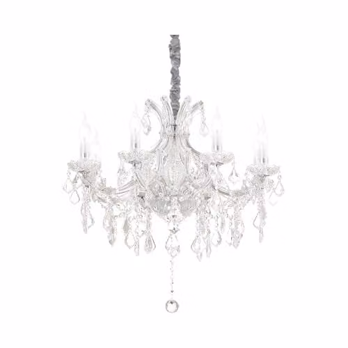 Netlighting Napoleon 8-Light Suspended Pendant Light in Chrome and Grey with Crystal Glass
