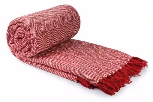 New Edge Blinds Hartley Collection Red Geometric Cotton Woven Throw, W: 178 cm, L: 254 cm – 4