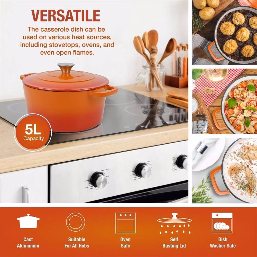 Nordara Orange Enamelled Cast Iron Casserole Pot, 5 l – 3