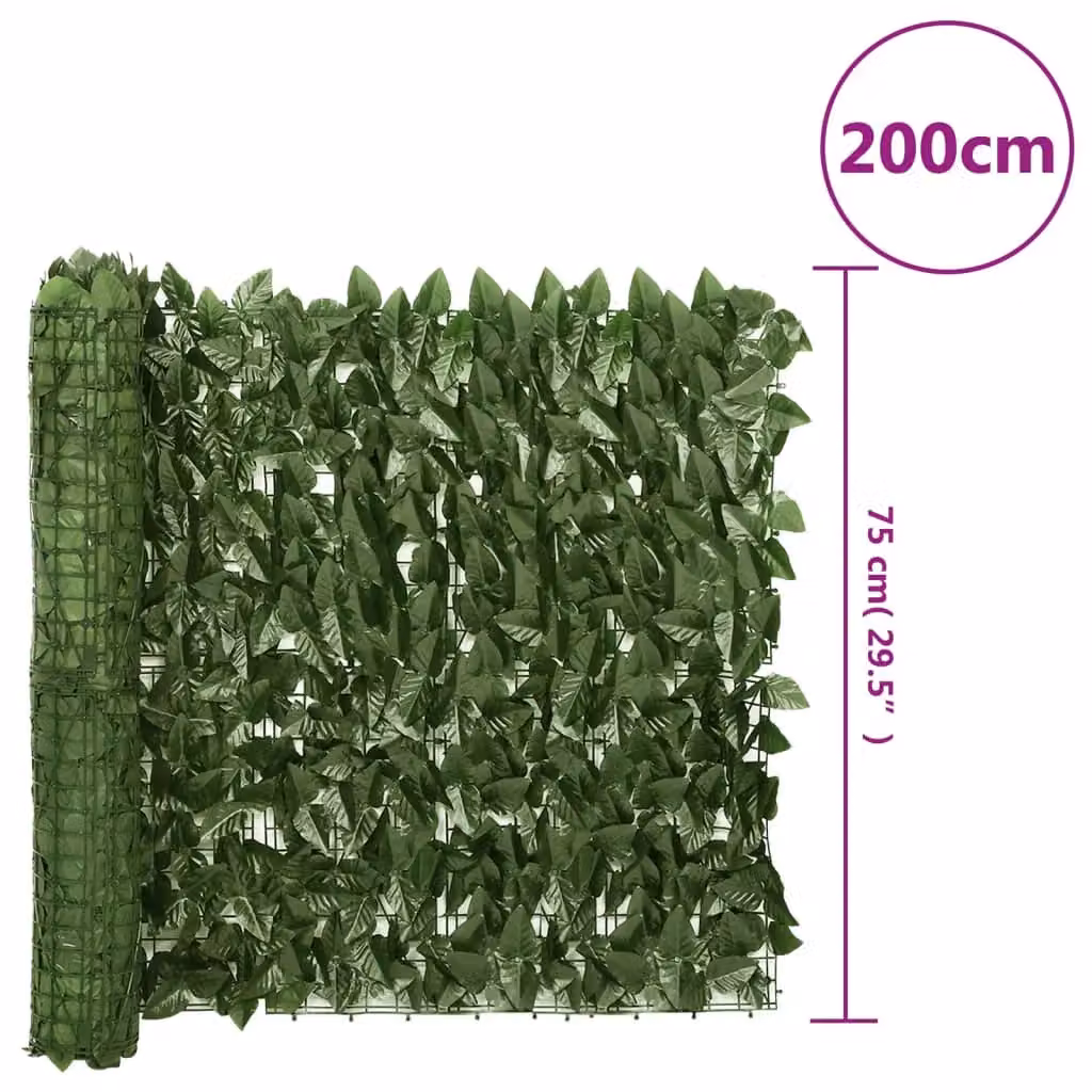Berkfield Home Semi-Transparent Artificial Hedge Balcony Screen with Green Leaves, W: 75 cm, H: 200 cm – 4