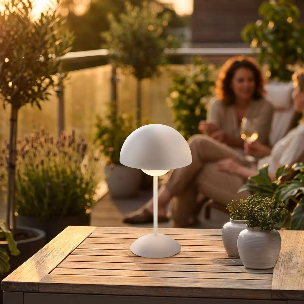 Briloner White Rechargeable LED Sphere Table Lamp with Dimmable Warm White Light – 9
