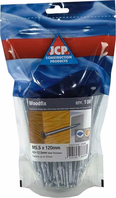 JCP Fixings Woodfix Self-Drilling Heavy Section Screws, Grey, 500 Pack