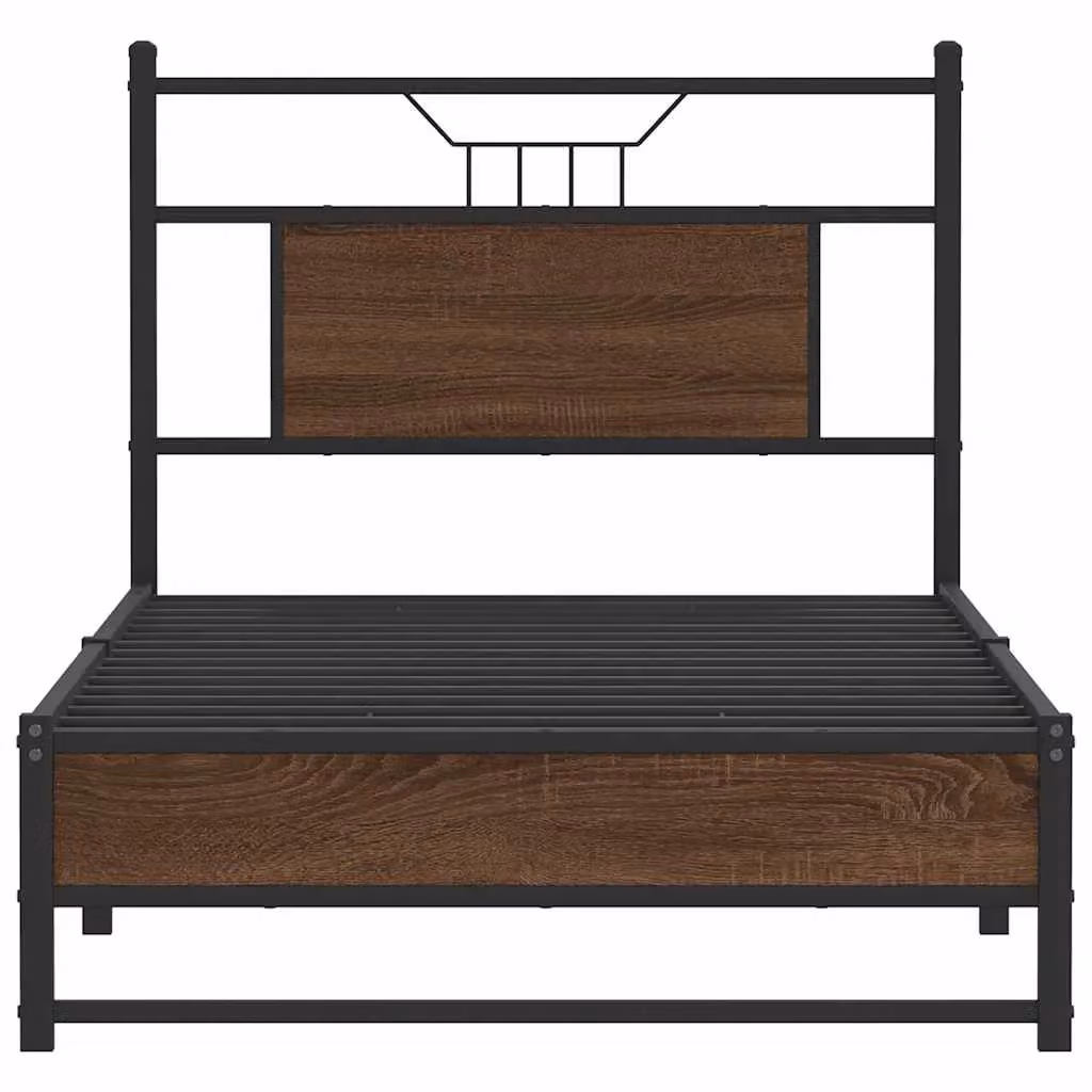 Berkfield Home Small Single Bed Frame in Brown Oak Engineered Wood, W: 75 cm x L: 190 cm – 4