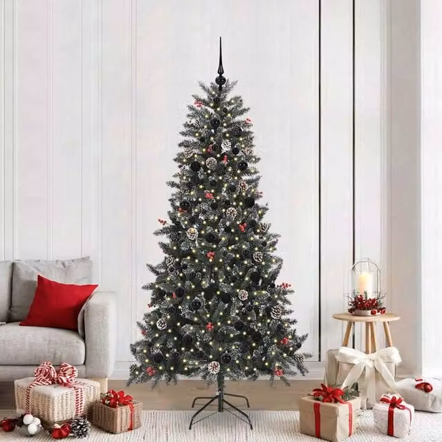 Berkfield Home Artificial Christmas Tree in Green with Stand, W/D/H: 114 x 114 x 210 cm – 1
