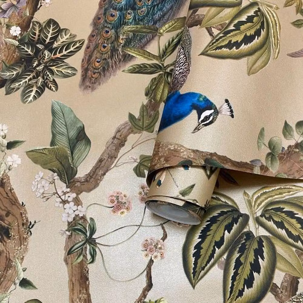Holden Décor Woods Peacock Wallpaper in Gold – 2