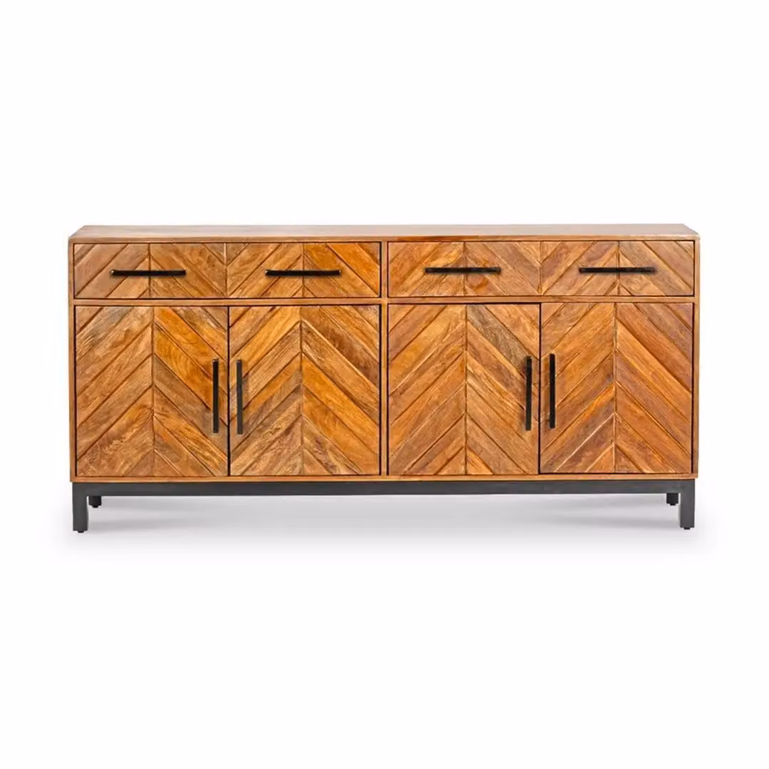 Jaipur Furniture Ltd Parquet Large Sideboard in Brown Mango Wood and Black Iron, W170 x D40 x H80 cm – 2