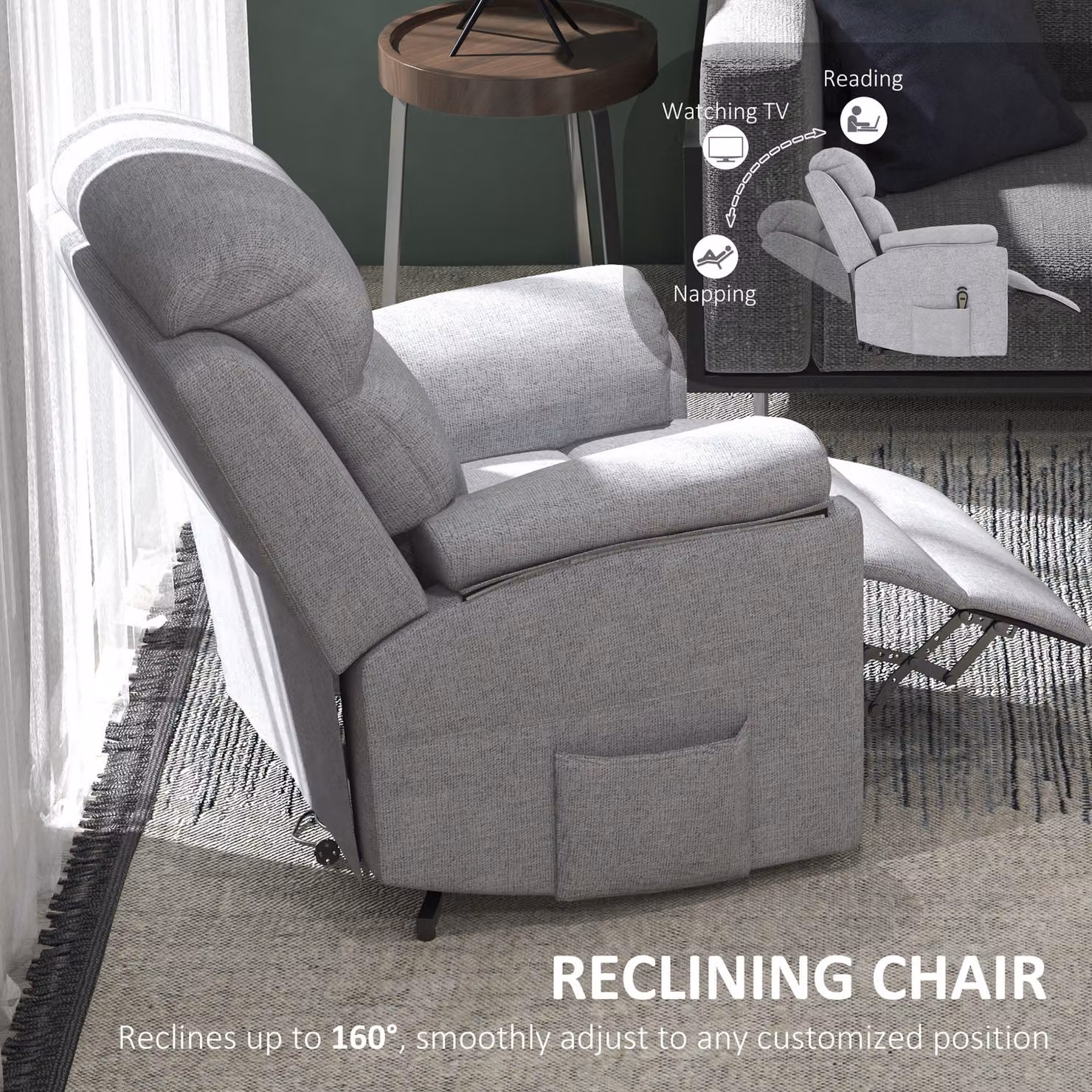 HOMCOM Power Lift Recliner Chair for Seniors in Grey Fabric with Metal Frame – 5
