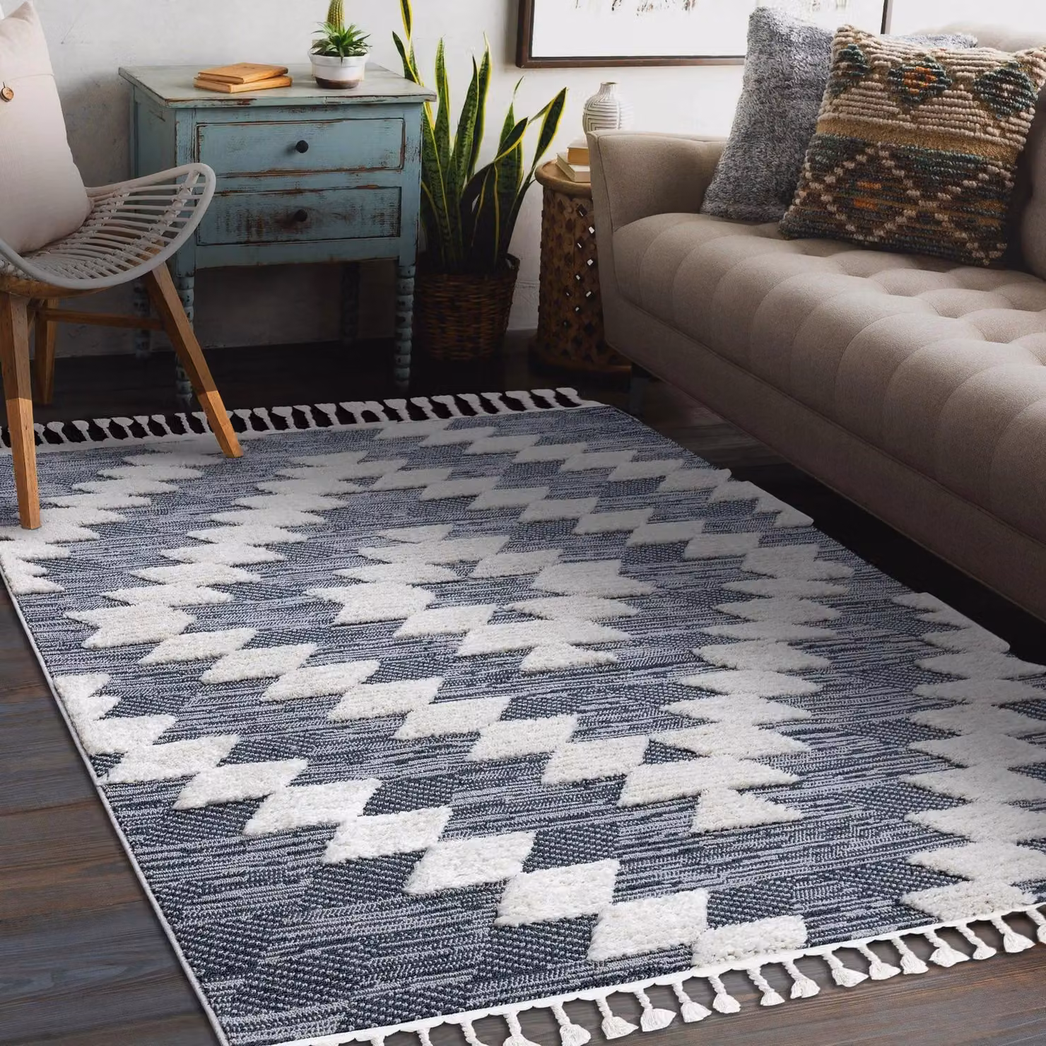 RugsX Sevilla Moroccan Blue Rectangular Rug, W: 80 cm, L: 150 cm – 3
