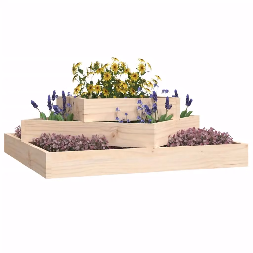 Berkfield Home Brown Solid Wood Pine Raised Planter, W/D/H: 83 x 83 x 27 cm – 2