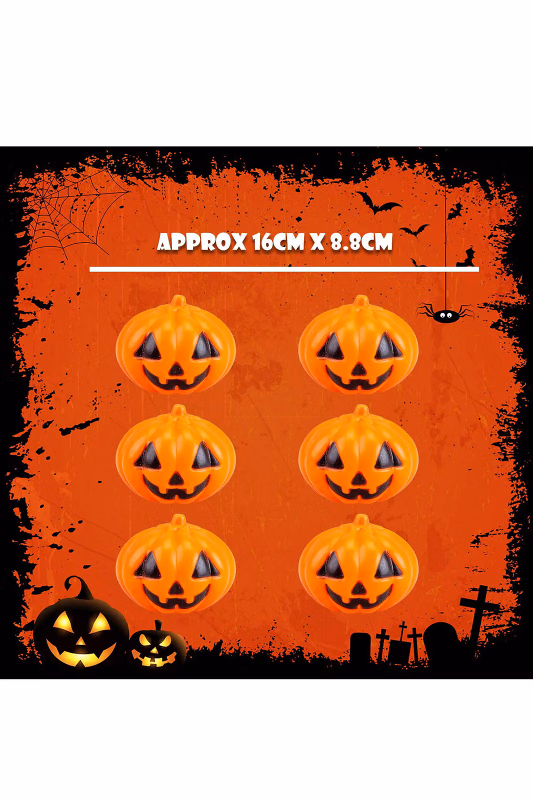 VFM e-Store Orange Pumpkin Halloween Party Decorations, Set of Six Plastic Pumpkins – 2