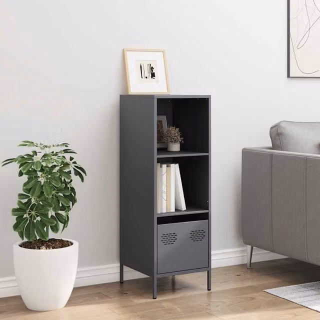 Berkfield Home Anthracite Highboard in Dark Grey Metal, W: 35 cm, D: 39 cm, H: 103.5 cm – 1