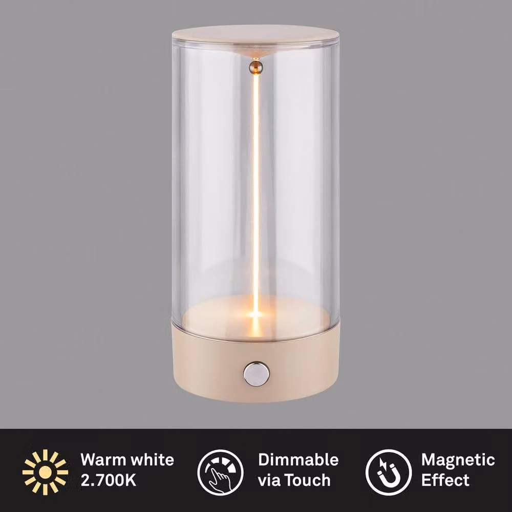 Briloner Beige LED Wireless Table Lamp with Touch Control and Warm White Light, H 14.5 x W 7 x D 7 cm – 2