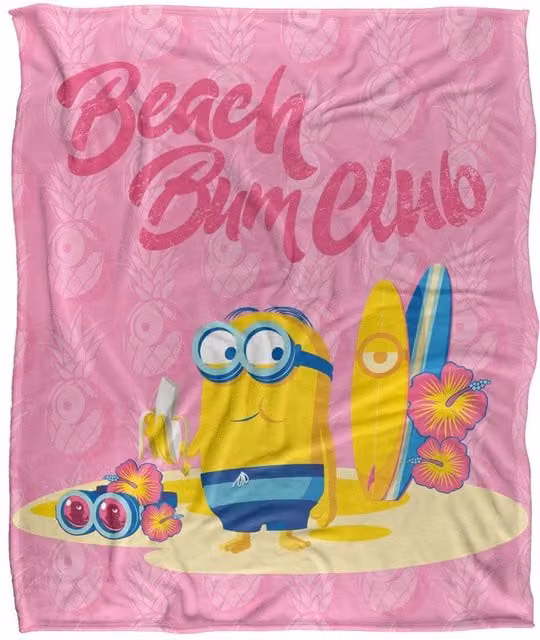 Universal Minions Beach Bum Dave Super Soft Throw Blanket, Multicolour, W: 152 cm, D: 127 cm – 1