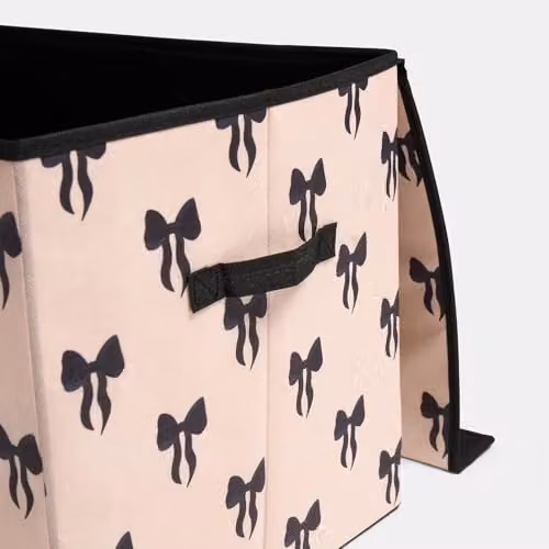 OHS Large Collapsible Fabric Storage Box with Lid in Black and White – 5