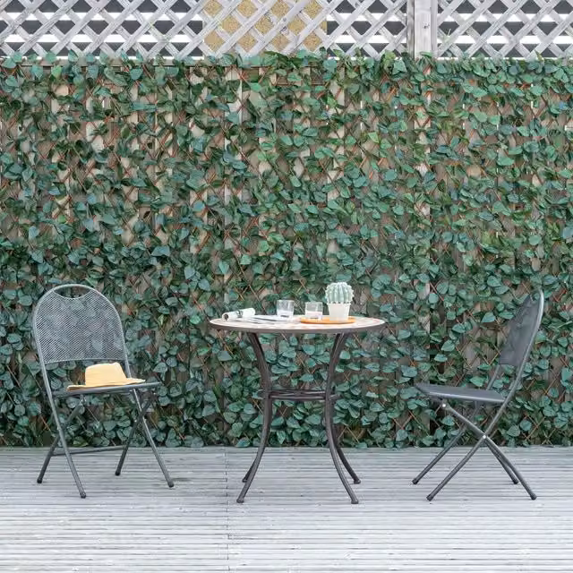 Outsunny 4 Piece Expandable Artificial Plant Trellis Fence, Green, W/H: 200 x 100 cm