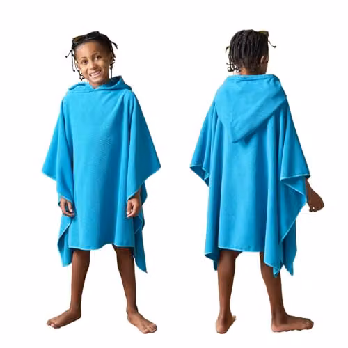OHS Childrens Absorbent Hooded Beach Poncho Towel in Blue