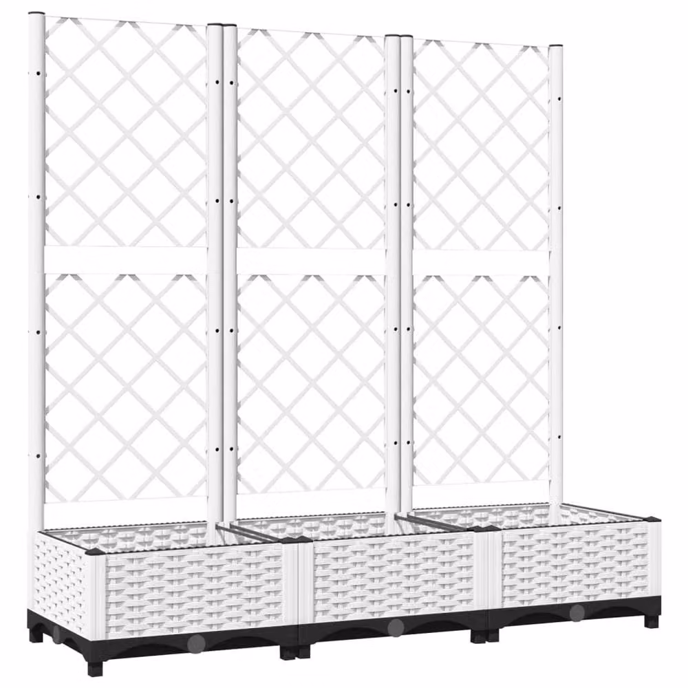 Berkfield Home Garden Planter with Trellis, White, W: 120 cm, D: 40 cm, H: 121.5 cm – 3