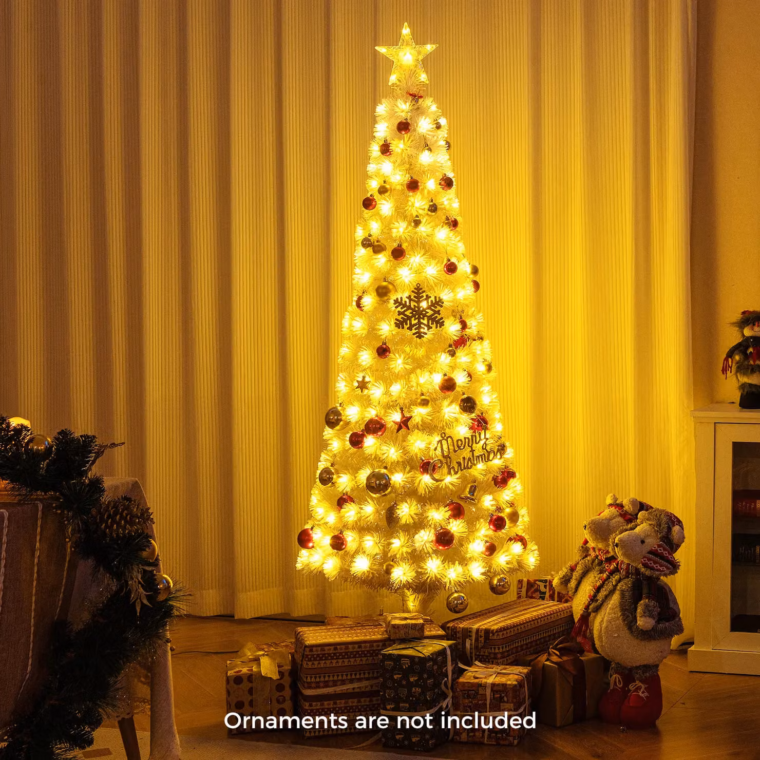 Costway 6 FT White Artificial Pencil Christmas Tree with 248 Branch Tips – 2