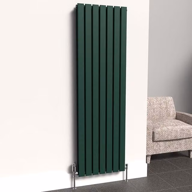 Lux Heat Flat Coloured Vertical Radiator in British Racing Green, H 160 cm x W 49 cm