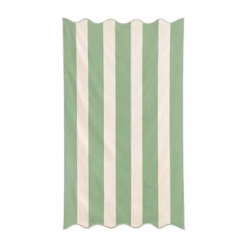 Allure Bath Fashions Extra Large Striped Scalloped Beach Towel in Green, 100% Cotton, W: 90 cm, H: 170 cm