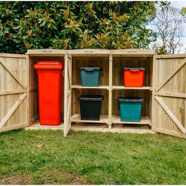 Buttercup Farm Shireburn Bin Store in Brown, Fits 1x 180L/240L Wheelie Bins and 4x Boxes