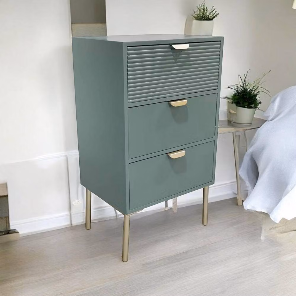 Minster 3 Drawer Wood Chest of Drawers in Green, W: 40 cm, D: 30 cm, H: 75 cm – 2