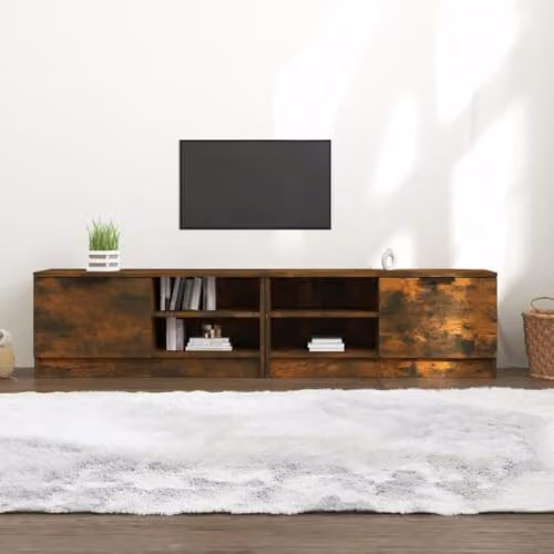 vidaXL Set of 2 Smoked Oak TV Cabinets, Brown Engineered Wood, W/D/H: 80 x 35 x 36.5 cm – 2