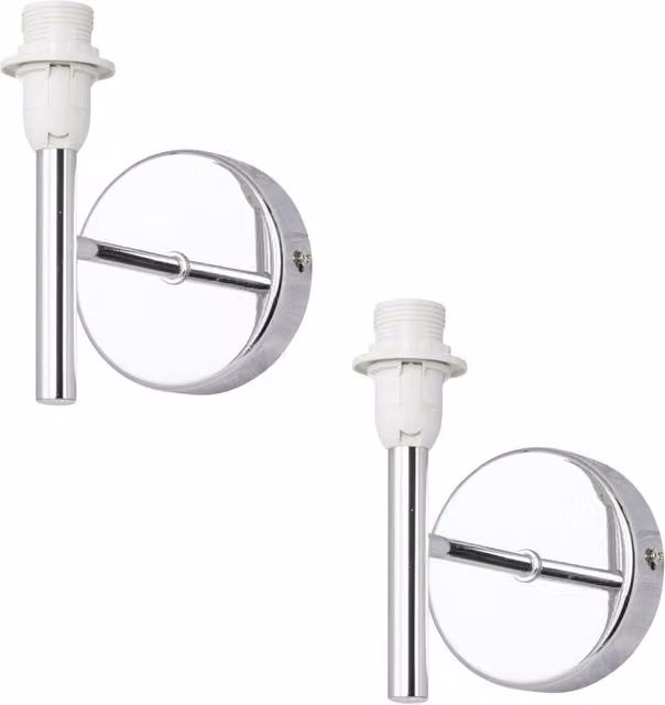 First Choice Lighting Brea Set of 2 Chrome Wall Light Fittings in Silver