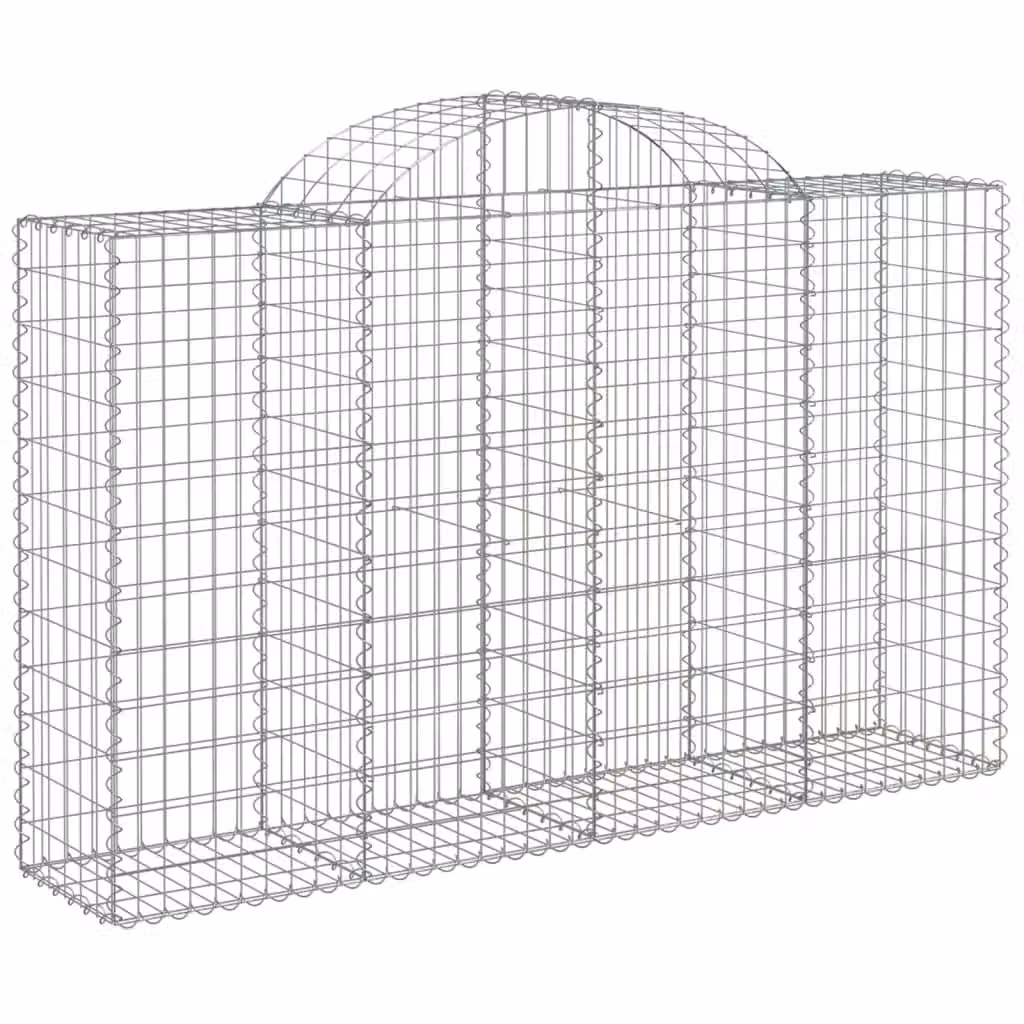Berkfield Home Arched Gabion Basket in Silver Galvanised Steel, W: 200 cm, D: 50 cm, H: 120/140 cm – 2