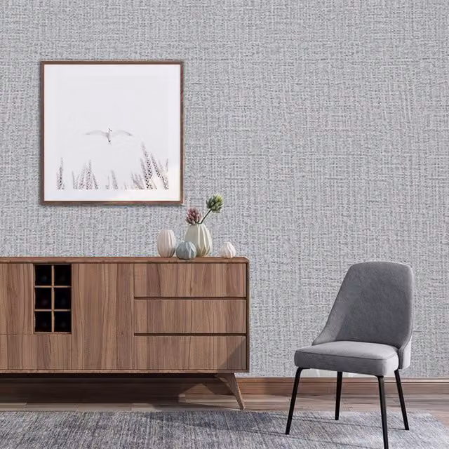 Livingandhome Grey Self-adhesive Vinyl Wallpaper with Modern Abstract Plain Pattern