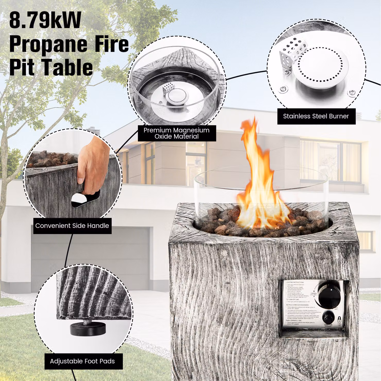 Costway 8.79kW Propane Gas Fire Pit Table in Grey – 2