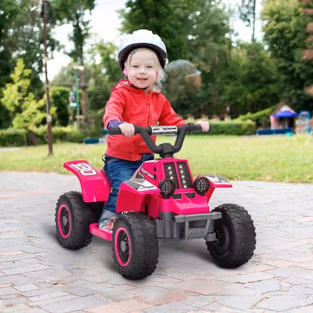 AIYAPLAY 6V Electric Quad Bike for Kids in Pink with Light and Sound Effects