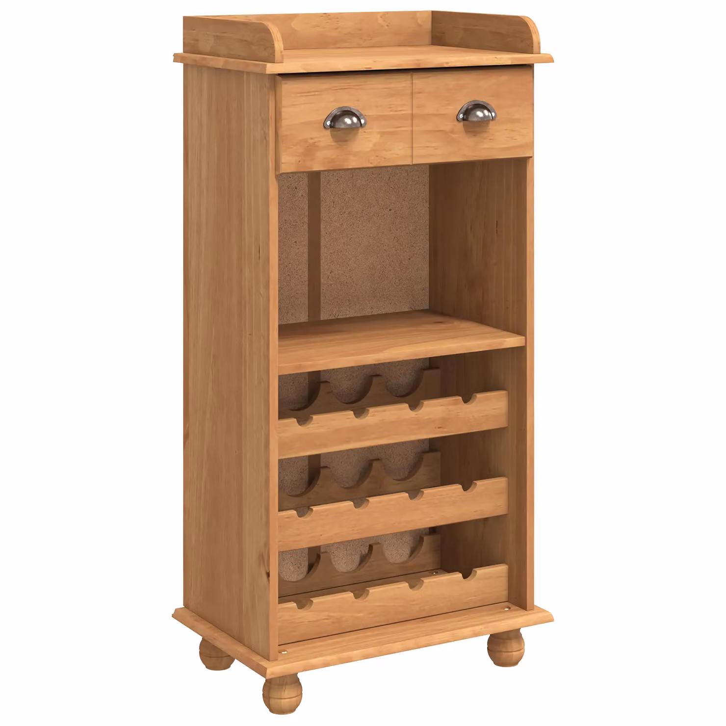 Berkfield Home ASKIM Wine Cabinet in Honey Brown Solid Pine Wood with 12 Bottle Holders – 2
