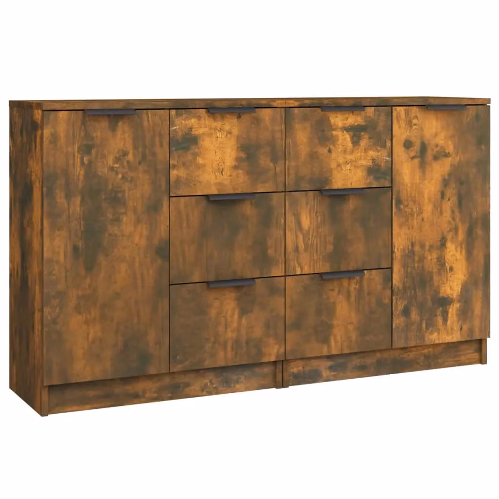 Berkfield Home Set of 2 Smoked Oak Sideboards in Brown, W/D/H: 60 x 30 x 70 cm – 2