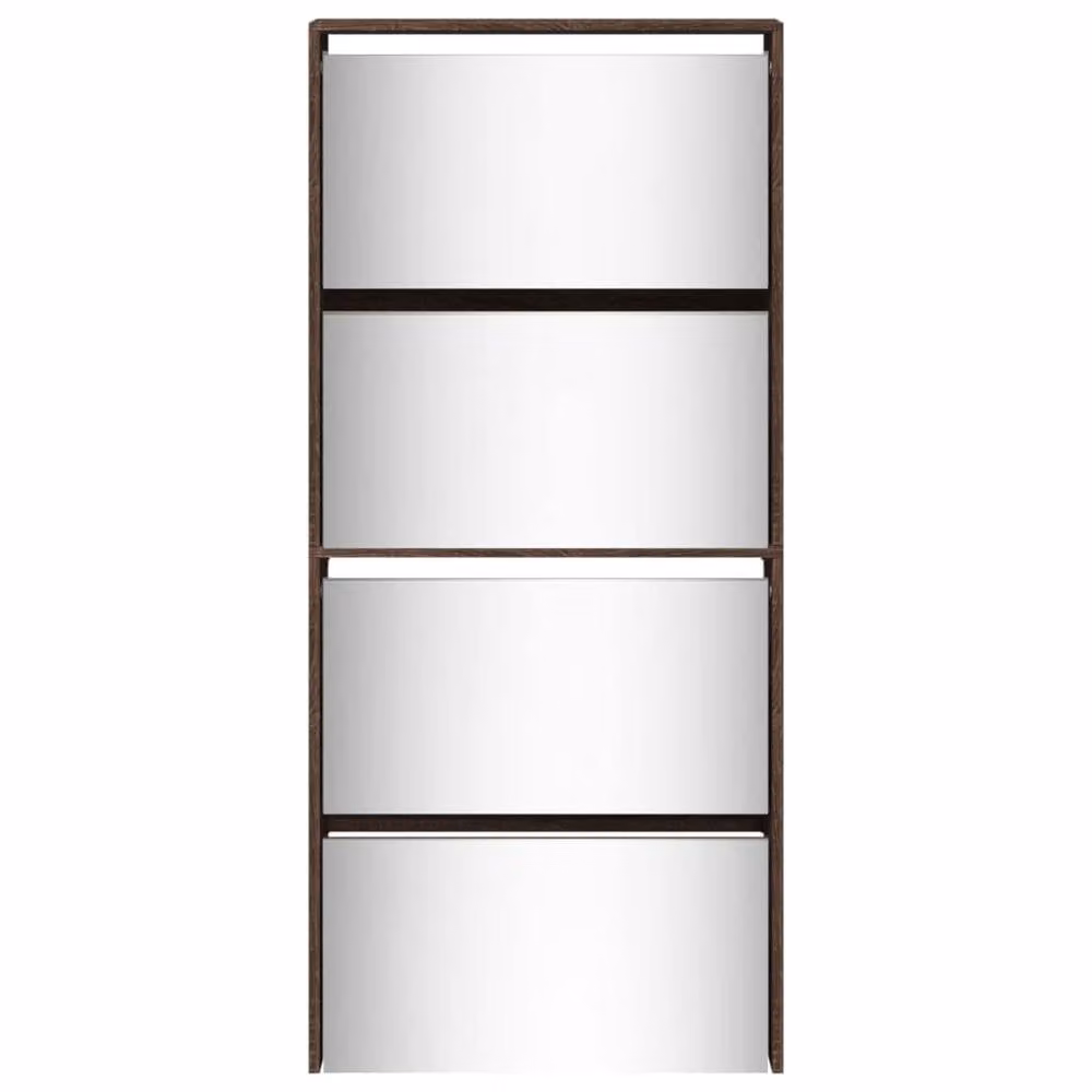 Berkfield Home Modern 4-Layer Shoe Cabinet with Mirror in Brown Oak, W: 63 cm, D: 17 cm, H: 134 cm – 3