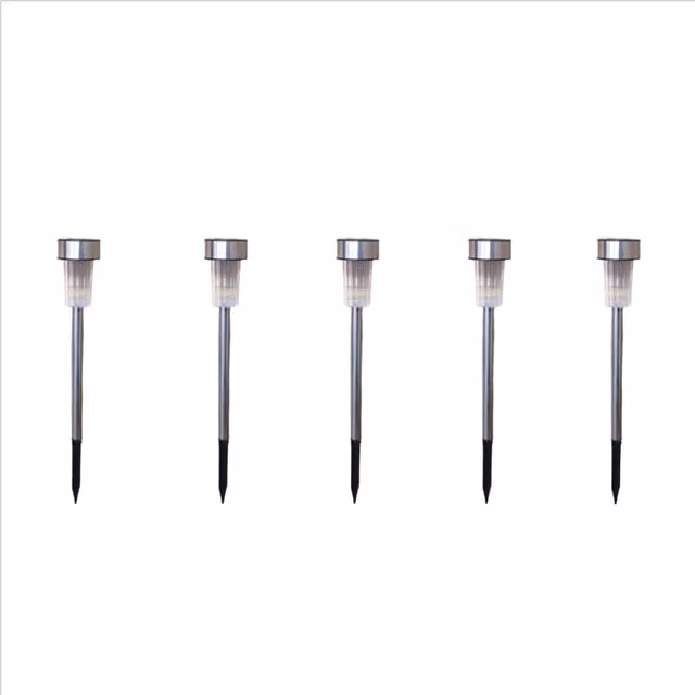 Samuel Alexander 5-Pack Silver Stainless Steel Solar LED Garden Path Lights with Dusk Sensor