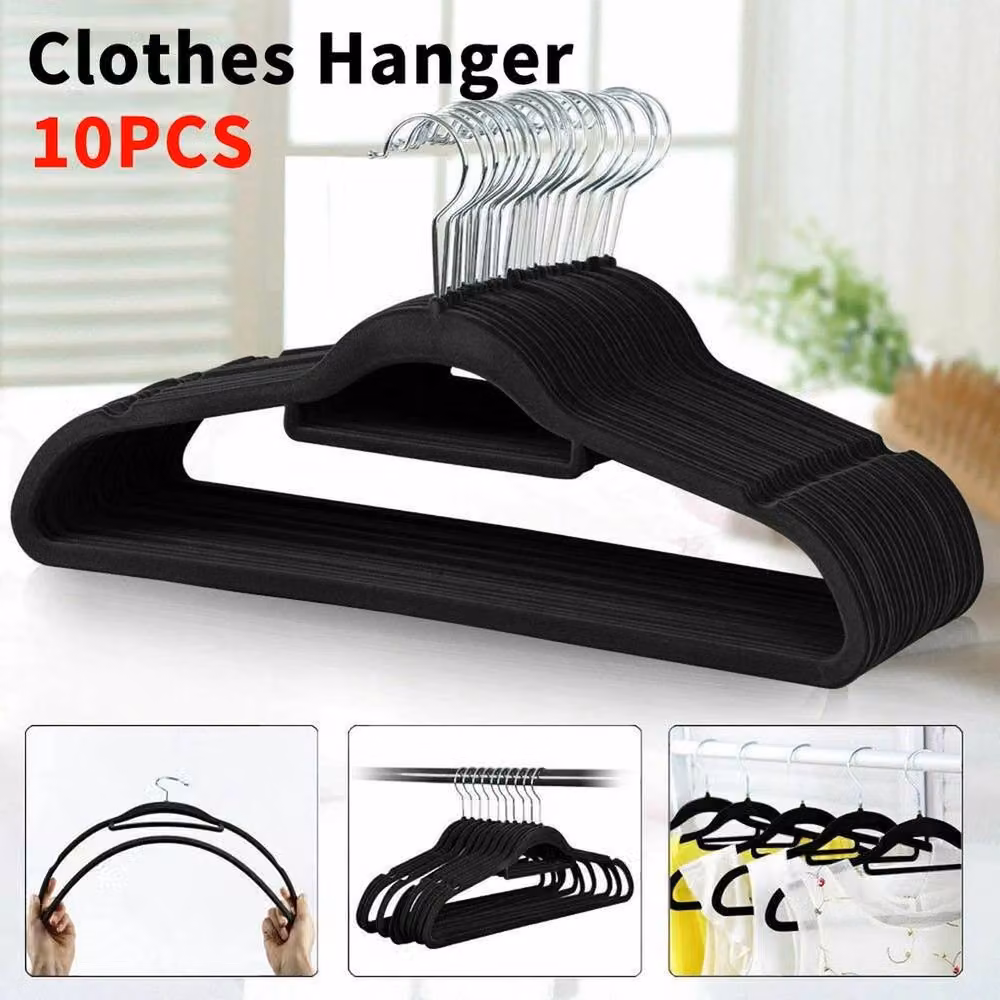 NESTLUNE 10-Piece Non-Slip Velvet Flocked Clothes Hangers in Black – 3