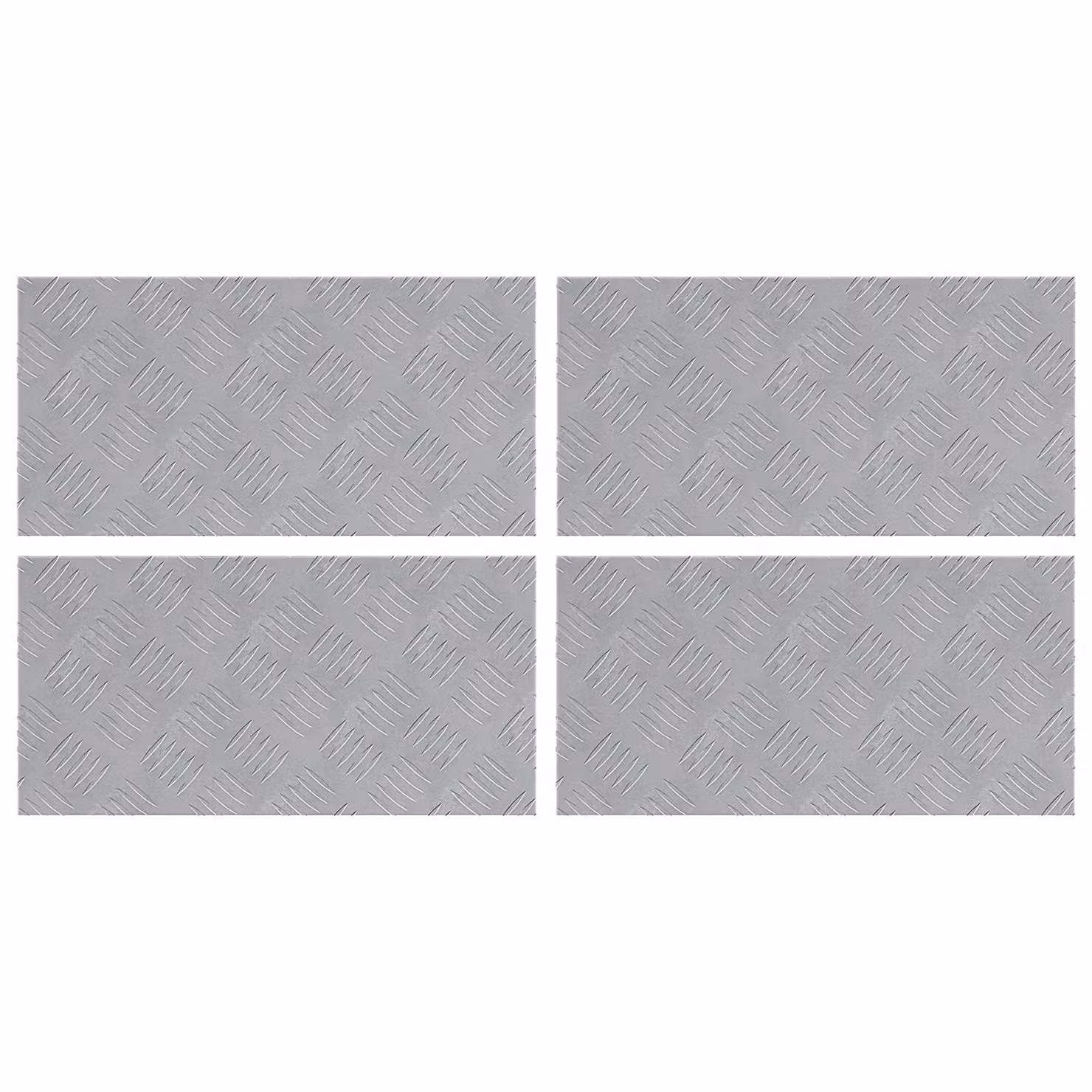 Berkfield Home Non-Slip Aluminium Checker Plate Sheets, Silver, 4 Pack, W: 50 cm, D: 25 cm – 2