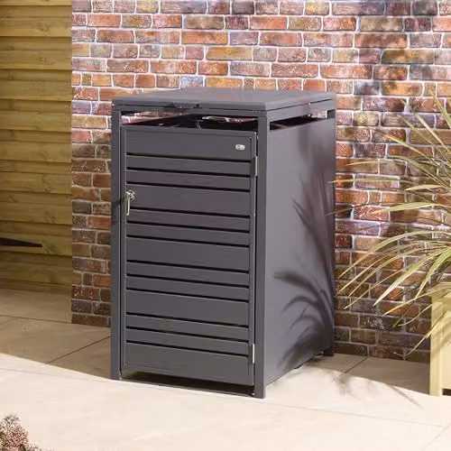 Rowlinson Chelsea Single Bin Store in Anthracite Grey Steel, W: 68 cm, D: 68 cm, H: 116.5 cm – 1