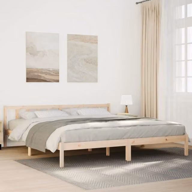 Berkfield Home Extra Long Solid Wood Pine Bed Frame in Brown, W/D/H: 200 x 220 cm – 1