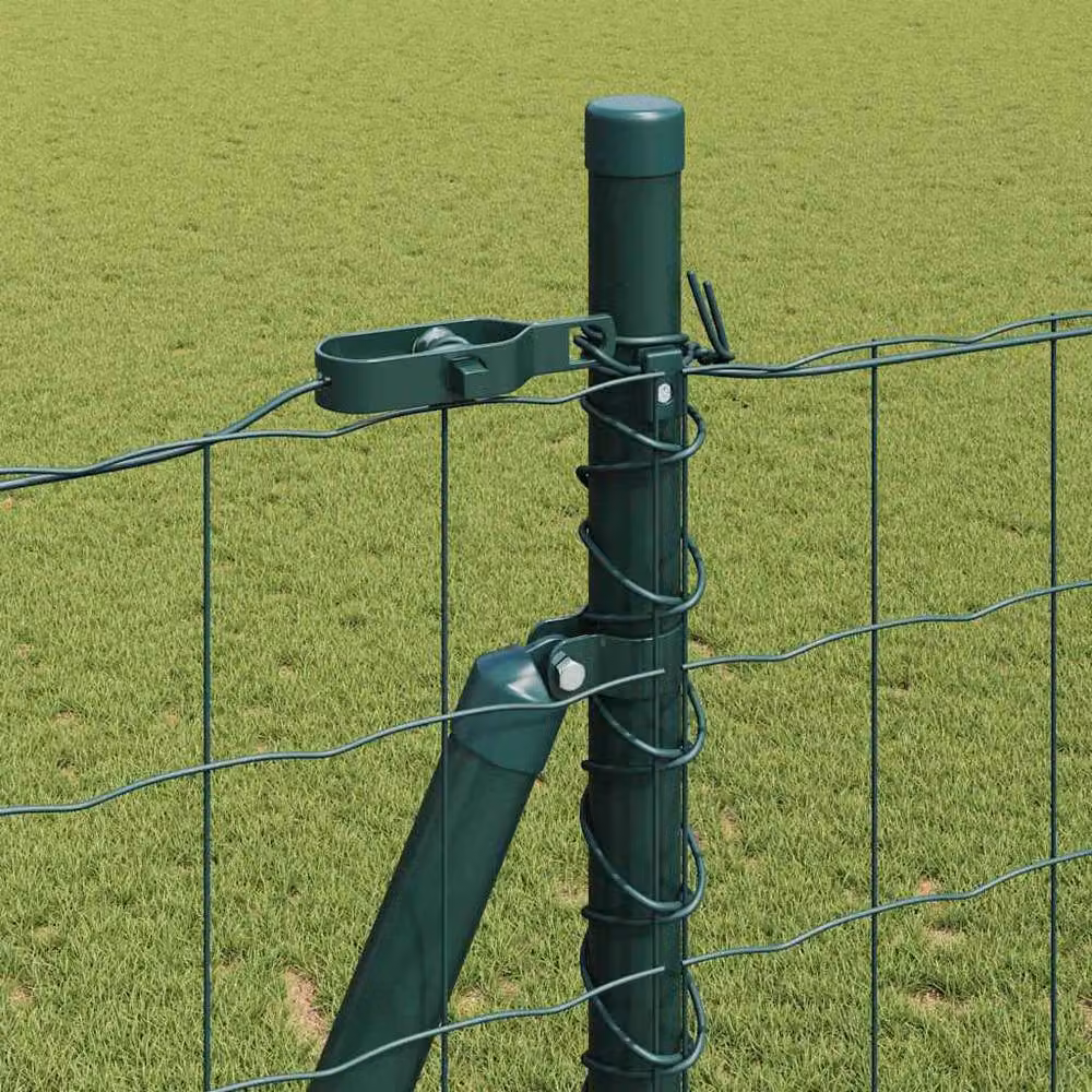 Berkfield Home Green Euro Fence with 7 Flanged Posts, Galvanised Steel, W: 10 m, H: 1.5 m – 3
