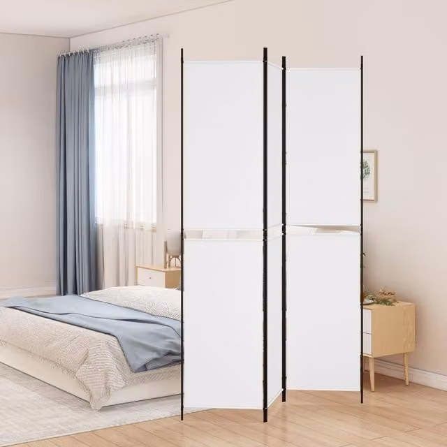 Berkfield Home 3-Panel Fabric Room Divider, White, W/H: 150 x 220 cm