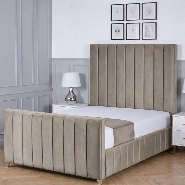 Living Comfort Bedz Zenith Single Upholstered Velvet Gas Lift Storage Bed in Light Grey (W: 90 cm, L: 200 cm)