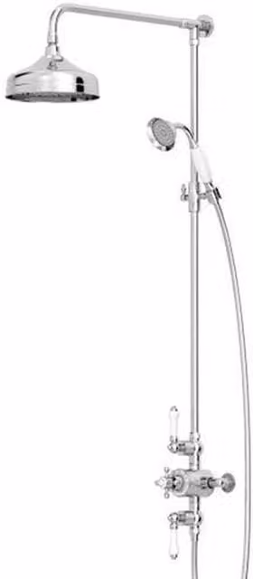 NESTLUNE Traditional Exposed Thermostatic Mixer Shower with Single Lever and Adjustable and Fixed Heads in Silver Chrome – 1